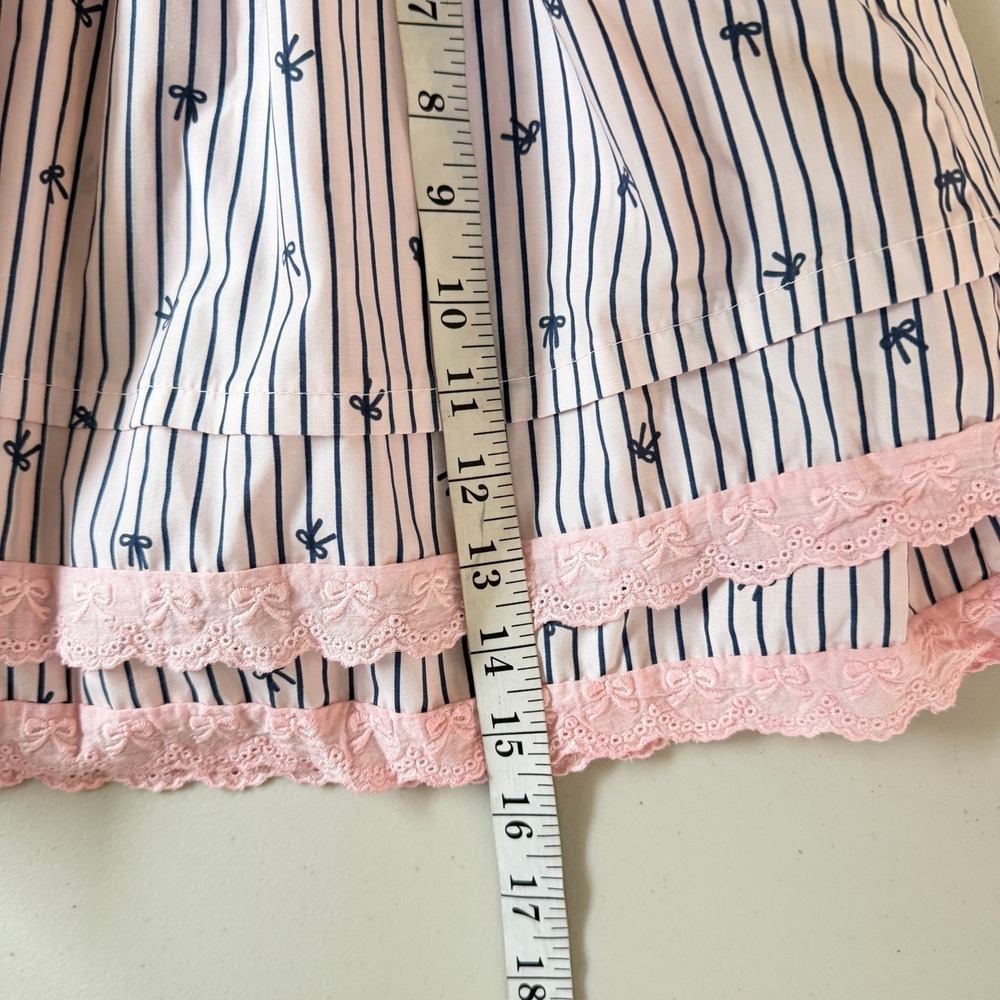 Cloud Ten Cottagecore Striped Bow Skort Pink Lace Trim Skirt Shorts XS NWOT New - Picture 8 of 9